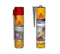 SIKA - Mousse polyuréthane expansive - Usage tous sens - Expansion 20L - 500ml - Blanc + Mastic-Colle PU - Tout en 1 - Multi-matériaux - Int/Ext - Gris- 300ml