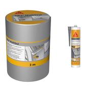 SIKA multiseal alu 150 mm x 3 m, Aluminium, 150 mm x 3 m & SikaSeal-189 Toiture & Gouttière, Gris, Mastic Butyle 2en 1 pour joints et réparations
