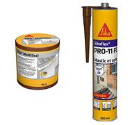 SIKA Multiseal Terre cuite, Bande d'étanchéité autocollante résistante à la déchirure, aux intempéries, 150mm x 10m & PRO 11 FC Purform Marron, Mastic polyuréthane PU tout en 1, 300ml