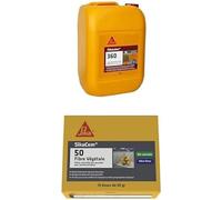 SIKA - Résine d'adhérence et d'étanchéité des mortiers - 3 en 1 - Additif, primaire et produit de cure - 20L + Fibres naturelles bio-sourcés, ultra fines - Pour béton et mortier - 12 doses de 50gr