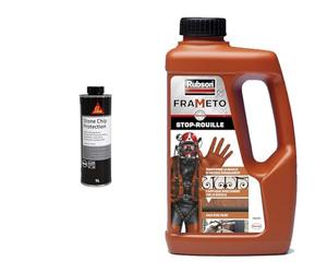 SIKA Revêtement anti-gravillons, Noir, 1 L & Rubson Frameto Stop-Rouille - Traitement anti-rouille pour intérieur et extérieur - Convertisseur de rouille à effet immédiat, peut être peint