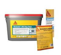 SIKA - Revêtement d'étanchéité sous carrelage - Prêt à l'emploi - Pour salle de bain & douche à l'italienne - 22kg + Armature de renforcement d'étanchéité 10m x 20cm + Armature spécial angles