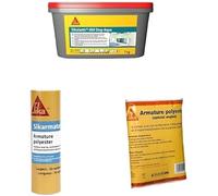 SIKA - Revêtement d'étanchéité sous carrelage - Prêt à l'emploi - Pour salle de bain & douche à l'italienne - 7kg + Armature de renforcement d'étanchéité 10m x 20cm + Armature spécial angles