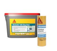 SIKA - Revêtement d'étanchéité sous carrelage - Prêt à l'emploi - Pour salle de bain & douche à l'italienne - Séchage rapide - 22kg + Armature de renforcement d'étanchéité 10m x 20cm