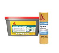 SIKA - Revêtement d'étanchéité sous carrelage - Prêt à l'emploi - Pour salle de bain & douche à l'italienne - Séchage rapide - 7kg + Armature de renforcement d'étanchéité 10m x 20cm