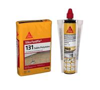 SIKA - Sable polymère pour remplissage des joints de pavés et dalles - Application facile -Sable - 20kg + Scellement chimique à prise rapide - Fixation d'objets lourds - Int/Ext - Ton pierre - 300ml