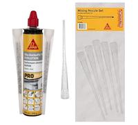 SIKA - Scellement chimique à prise rapide - Fixation d'objets lourds - Int/Ext - Scelle store, volet, portail, radiateur - Ton pierre - 300ml + Lot de 5 buses mélangeuses additionnelles