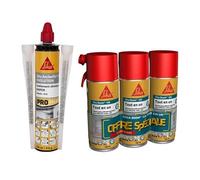 SIKA - Scellement chimique à prise rapide - Fixation d'objets lourds - Int/Ext - Ton pierre - 300ml + 1 Lot de 3x400ml de Mousses expansives - Usage Tous Sens - Isoler et Calfeutrer - Expansion 20L