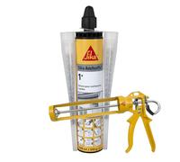 SIKA - Scellement chimique - Durcissement rapide - Multi-matériaux - Scelle gonds, garde corps, store de terrasse - Gris - 300ml + pistolet d'application