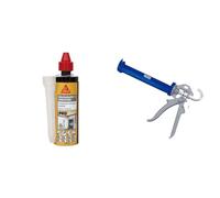 SIKA Scellement chimique rapide pour fixation d'objets lourds, Résine époxy, Ton Pierre, 165 ml & Alyco 198805 Pistolet renforcé de 225 mm pour tubes de silicone et mastic