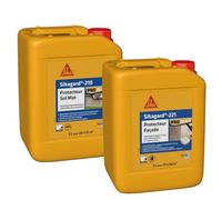 SIKA Sikagard 210 Protecteur Sol Mat, Hydrofuge, Imperméabilisant effet mat pour sols (Pavés, dalles, pierres), 5L, Incolore & Sikagard 221 Protecteur Façade, Hydrofuge imperméabilisant façade