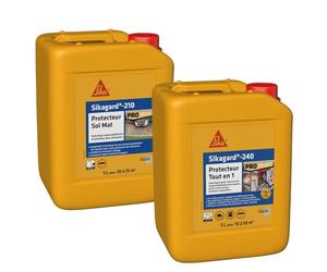 Sika Sikagard 240 Protecteur Tout en 1, Protection hydrofuge façade, mur, toiture et sol, 5L & Sikagard 210 Protecteur Sol Mat, Hydrofuge, Imperméabilisant effet mat pour sols, 5L, Incolore