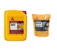 Sika - SikaLatex 360, Additif pour mortier et béton, primaire et produit de cure prêt à l'emploi, 5L & em Fibres 30, Fibres structurelles 30mm pour mortiers et bétons, 300g, Gris