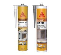 Sika - SikaSeal-183 Façade & Sol, Ton pierre, Mastic Polyurethanne souple pour joints de façade & eal 107 Joint et Fissures Gris, Mastic acrylique professionnel multi support pour joints