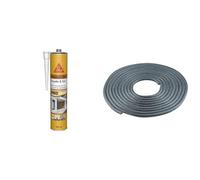 Sika - SikaSeal-183 Façade & Sol, Ton pierre, Mastic Polyurethanne souple pour joints de façade & wolfcraft 4360000 - Fond de Joint - Diamètre 10 mm - Pour Joints de 5 à 8 mm