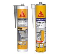Sika - SikaSeal-189 Toiture & Gouttière, Gris, Mastic Butyle 2en 1 pour joints et réparations & lex 11 FC Purform Blanc, Mastic, joint et collage multi-usages, mastic-colle multi-supports