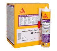 SIKA - Traitement humidité des murs - SikaMur InjectoCream 100-12x300ml | Traite les remontées d’humidité dans les murs - Int/Ext - Action anti-moisissures - Application facile par injection