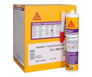 SIKA - Traitement humidité des murs - SikaMur InjectoCream 100-12x300ml | Traite les remontées d’humidité dans les murs - Int/Ext - Action anti-moisissures - Application facile par injection