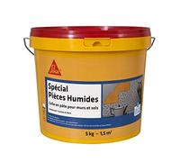 SikaCeram Cuisine et Bain, Colle à carrelage en pâte - facilité de pose murale (D2-ET), 5kg, Blanc