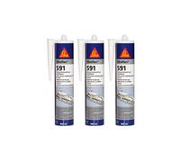 Sikaflex 591 Lot de 3 cartouches de mastic hybride multifonction pour applications marines, bateaux, bateaux, cartouches de 300 ml, gris