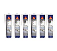 Sikaflex 591 Lot de 6 cartouches de mastic hybride multifonction pour applications marines navires construction de bateaux Noir 300 ml