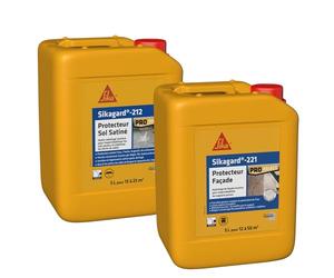 Sikagard 212 Protecteur Sol Satiné, Imperméabilisant, hydrofuge anti-tâche pour sol, terrasse & Sikagard 221 Protecteur Façade, Hydrofuge imperméabilisant façade et mur, 5L