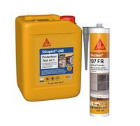 Sikagard Protection Tout en 1, Protection hydrofuge façade, toiture et sol pour matériaux poreux et peu poreux, 5L & 107 Joint et Fissures Gris, Mastic acrylique professionnel multi support, 300ml