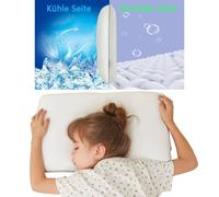 SIKAINI Coussin pour Enfant - Tissu rafraîchissant avec imprimé Ours - Mousse à mémoire de Forme - Design Ergonomique - Respirant - Idéal pour Les Enfants de 3 à 8 Ans
