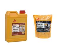 SikaLatex Evolution, Résine d'accrochage pour adhérence et étanchéité des mortiers, 2L, Blanc & em Fibres 30, Fibres structurelles 30mm pour mortiers et bétons, 300g, Gris