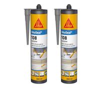 SikaSeal 108 Sanitaire Gris, Mastic Cuisine & Salle de Bain Anti-Moisissures, joints silicone sanitaire longue durabilité sur multi-supports, 300ml (Lot de 2)