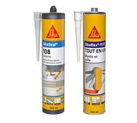 SikaSeal 108 Sanitaire Transparent, Mastic Cuisine & Salle de Bain Anti-Moisissures, joints silicone sanitaire longue durabilité sur multi-supports, 300ml & lex 11 FC Purform Blanc, Mastic, 300ml