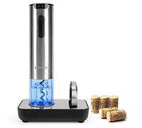SIKITUT Tire Bouchon Électrique, Ouvre Bouteille Électrique, Ouvre-vin Rechargeable avec Indicateur de Batterie LED, Coupe-Capsule, Station de Recharge, Acier Inoxydable, Coffret Cadeau Homme