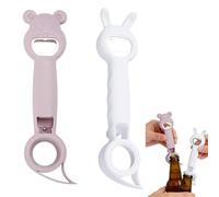 Sikweny 2 Pièces Ouvre Bocal Conception Quatre en un Decapsuleur Forme Mignonne Ouvre Bouteille Conception Antidérapante en Forme de Vague pour Réunions de Famille Réunions D'amis Barbecues de Cam