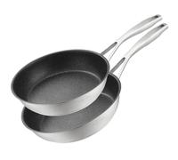 SILBERTHAL Batterie de Cuisine Inox 2 Pièces - poêles anti adhesive - 24 et 28 cm - Compatible avec l'induction - Passe au four jusqu'à 250 °C et passe au lave-vaisselle