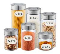 SILBERTHAL Lot de 12 bocaux de conservation en verre avec couvercle - Pour un rangement hermétique et étanche dans la cuisine - Protection contre les mites et l'ordre