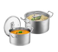 SILBERTHAL Lot de 2 Casseroles Inox pour Induction | Acier inoxydable, adapté à toutes plaques de cuisson