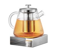 SILBERTHAL Théière avec Réchaud en Verre 1,5 Litre | Avec filtre et bougie chauffe-plat, maintien au chaud