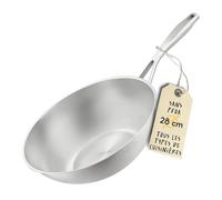 SILBERTHAL Wok Induction Inox 28cm - Sans Revêtement -Bord haute - tous Feux Et Four - Cuisson Rapide Et Saine- Sans PFOA et PFOS