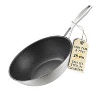 SILBERTHAL Wok Inox 28 cm - Induction - Antiadhésif | Bord haut, sans PFOA/PFOS, passe au four, cuisson rapide