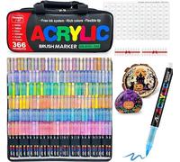 Silecomplaza 366 marqueurs feutres acryliques, marqueurs acryliques à pointe souple, marqueurs de peinture acrylique à base d'eau, idéaux pour le coloriage, le dessin, la calligraphie, et pour les sur