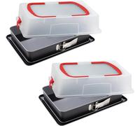 Silecomplaza 9930650 - Lot de 2 moules à charnière rectangulaires avec couvercle, idéal pour lasagnes, plats gratinés, etc. Matériau : acier. Dimensions : 42 x 29 x 7 cm