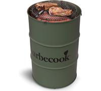 Silecomplaza : Barbecue au charbon de bois Edson, forme de tonneau, grille chromée réglable, diamètre 47,5 cm, pour l'extérieur, hauteur 89 cm, couleur verte