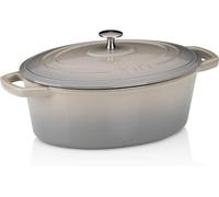 Silecomplaza, cocotte ovale en fonte, 4 litres, Calido, avec couvercle, gris clair
