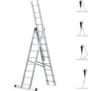 Silecomplaza, échelle escamotable, 3 niveaux, StablePro, 3 x 9 marches, aluminium, escamotable, coulissante, 6 positions, hauteur de travail maximale : 6,10 m