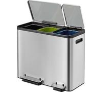 Silecomplaza Ecocasa, poubelle tri sélectif à 3 compartiments, capacité de 15 litres par compartiment, poubelle à pédale pour cuisine, poubelle avec couvercle, fermeture douce et étanche, système de t