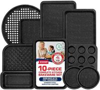 Silecomplaza, ensemble de 10 moules de cuisson pour cuisine – moules en acier carbone de qualité standard avec revêtement antiadhésif, design empilable et gain de place, sans PFOA, PFOS, ni PTFE, adap