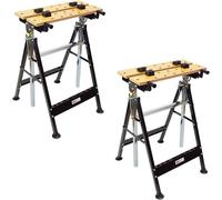 Silecomplaza : Ensemble de 2 établis pliables, réglables en hauteur, avec système de serrage et plateaux de travail. Capacité de charge jusqu'à 100 kg, grande surface de travail, idéal pour fixer des