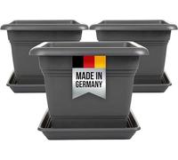 Silecomplaza, ensemble de 3 jardinières de grande taille pour l'extérieur, pot de fleurs de 48 cm, jardinière avec soucoupe, bac de plantation en plastique, pots de fleurs et jardinières fabriqués en