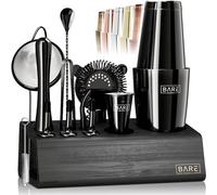 Silecomplaza, ensemble de cocktails professionnel, kit de mixologie pour barman, ensemble de shaker à cocktails Boston de 14 pièces, accessoires de bar, présentoir et ensemble de 35 cartes de recettes