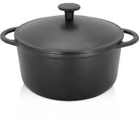 Silecomplaza, faitout en fonte Krüger, modèle Rustica, diamètre 24 cm, capacité 4 litres | Cocotte pour pain, couleur noire
